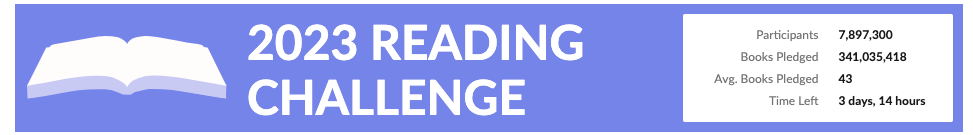 Banner of the 2023 Reading Challenge showing over 7 million participants pledging to read 43 books this year.